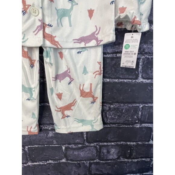 Carter's Just One You 2T PJ Reindeer Trees 2-Piece Pajama Set - Picture 4 of 14